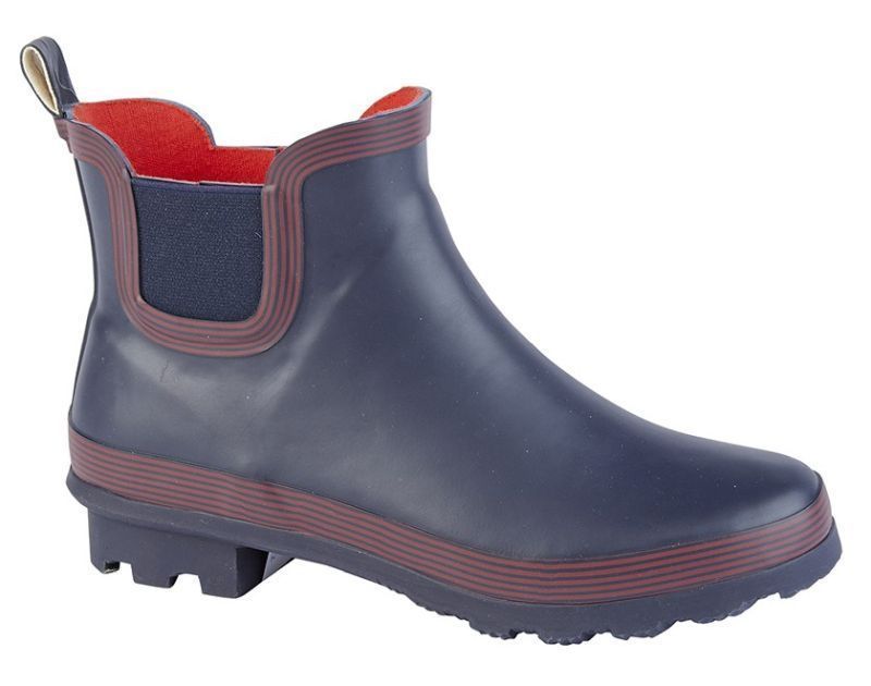 Stormwells Rubber Ankle Wellingtons Navy & Red 4